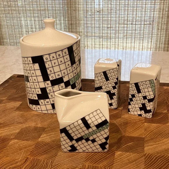 NYT Crossword Puzzle Coffee canister ceramic covered jar Fishs Eddy - Picture 10 of 10